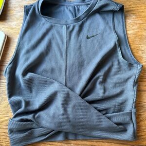 Nike Blue-Gray Dri-FIT twisted Ribbed cropped Tank